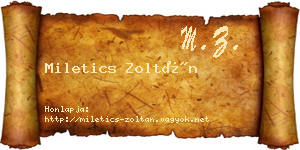 Miletics Zoltán névjegykártya